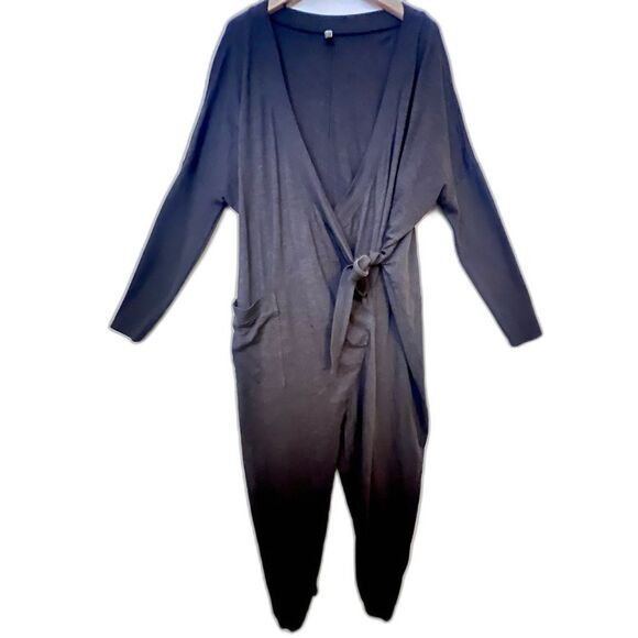 Free People It's A Wrap Intimately Onesie Black wrap Jumpsuit Lounge Comfort M - Picture 4 of 12